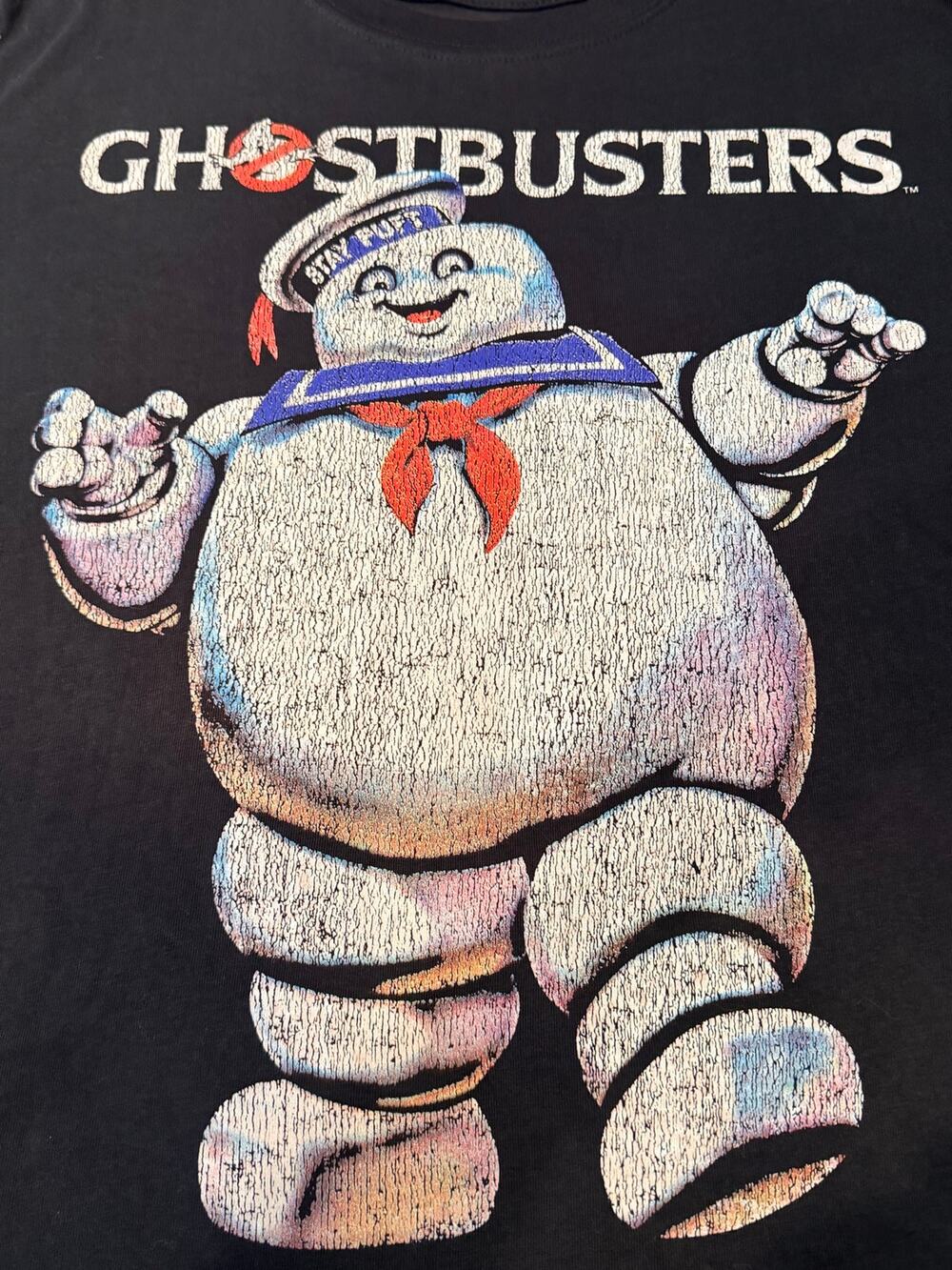 Ghostbusters Stay Puft Marshmallow Man T-Shirt Mens Medium Black Graphic Tee